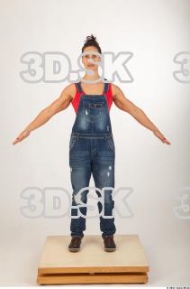 Whole body blue jeans red singlet of Rebecca 0009